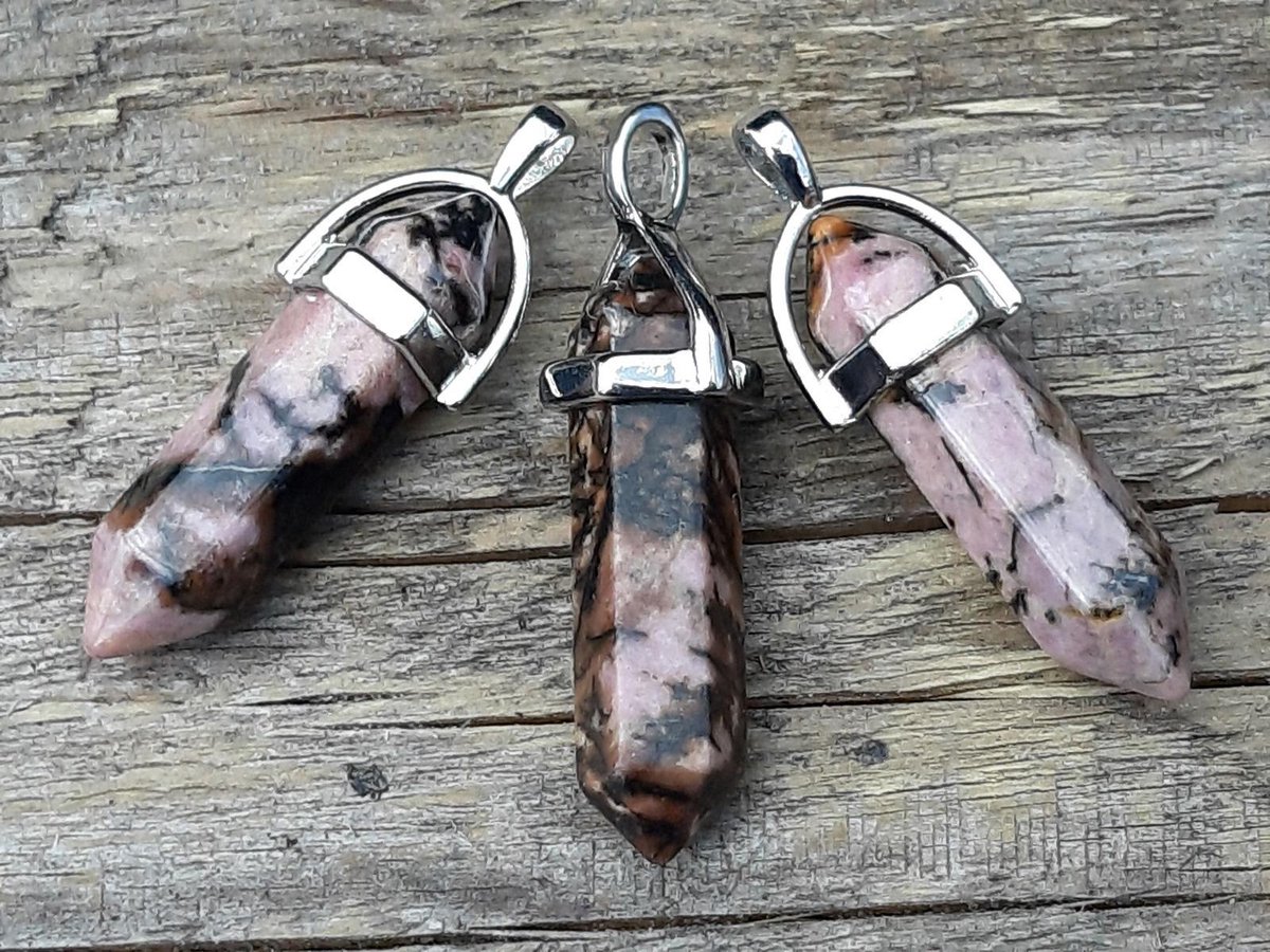 Edelsteen Rhodoniet - pendel - healing punt hanger